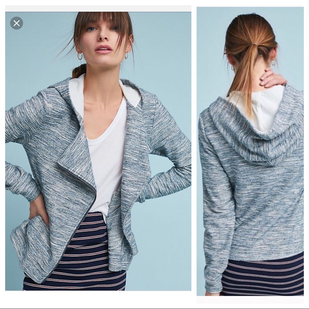 Anthropologie Hooded Tweed Moto Jacket, size Large